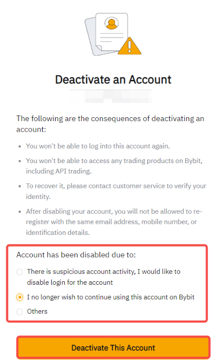 bybit deactivate an account