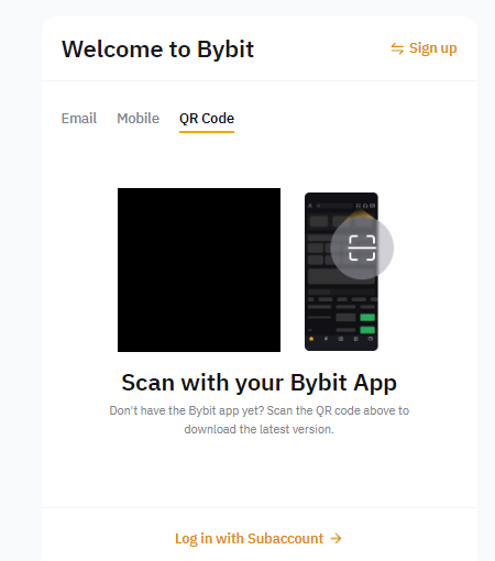 바이비트 QR 코드 로그인