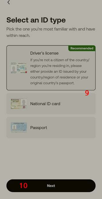 OKX KYC 인증 신분증 선택