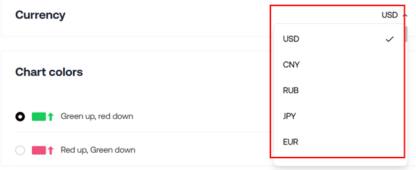 OKX 원화 설정은 KRW를 선택하면 됩니다.