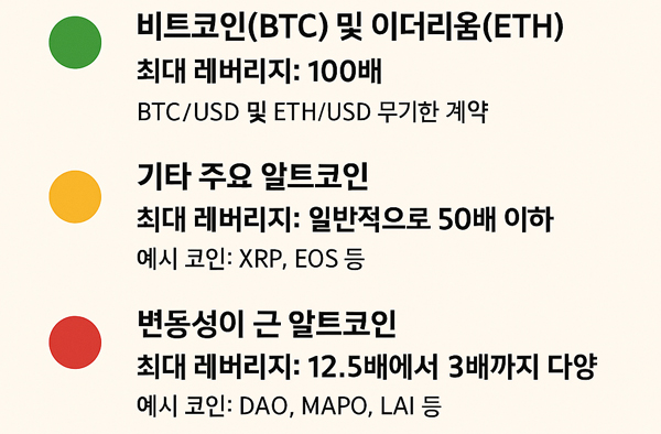 바이비트 코인별 최대 레버리지 3배부터 100배