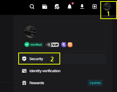 비트겟 펀드코드 설정 경로 프로필 클릭 후 Security
