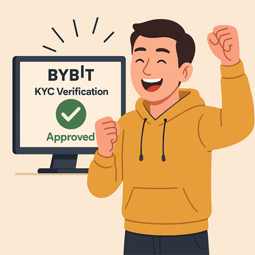KYC 인증을 완료하고 기뻐하는 남성