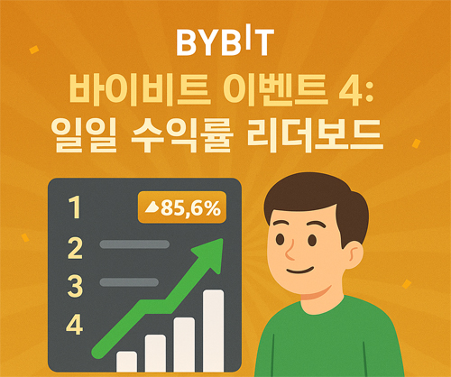 바이비트 이벤트 4: 일일 수익률 리더보드 홍보 이미지 – 상위 트레이더 수익률 경쟁을 표현한 그래픽