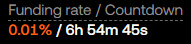 OKX 거래소 Funding rate와 Countdown 시간 표시 화면