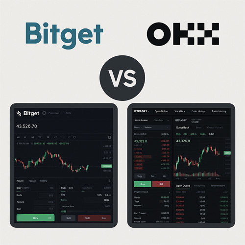 비트겟 OKX 비교한 2D 디지털 그래픽